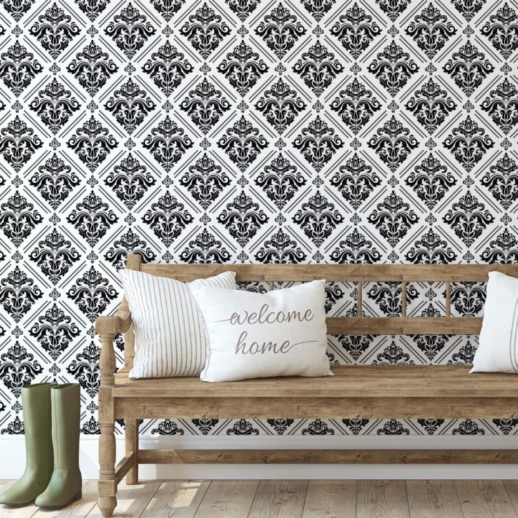Tapeta Klasyczne Czarno-Białe Ornamenty