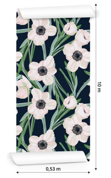 Tapeta Kwiaty - Zawilec Na Ciemnym Tle