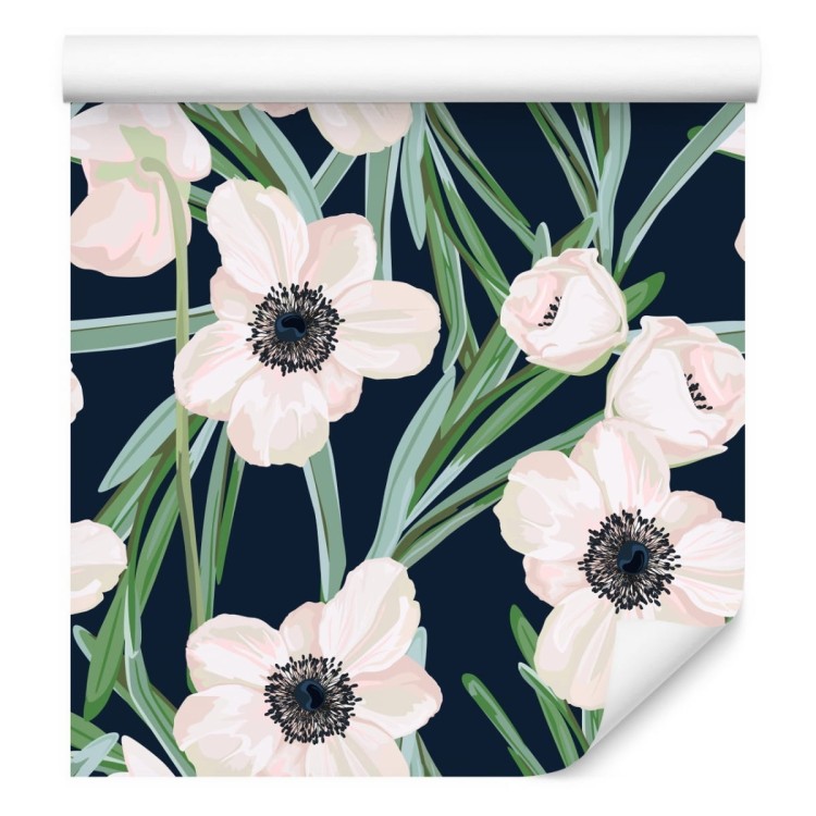 Tapeta Kwiaty - Zawilec Na Ciemnym Tle