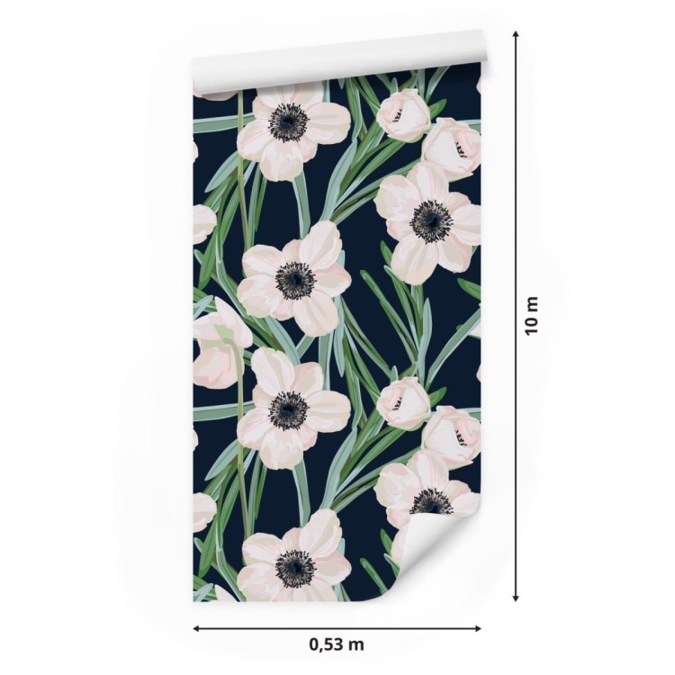 Tapeta Kwiaty - Zawilec Na Ciemnym Tle