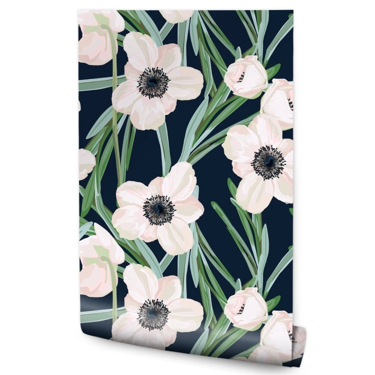 Tapeta Kwiaty - Zawilec Na Ciemnym Tle