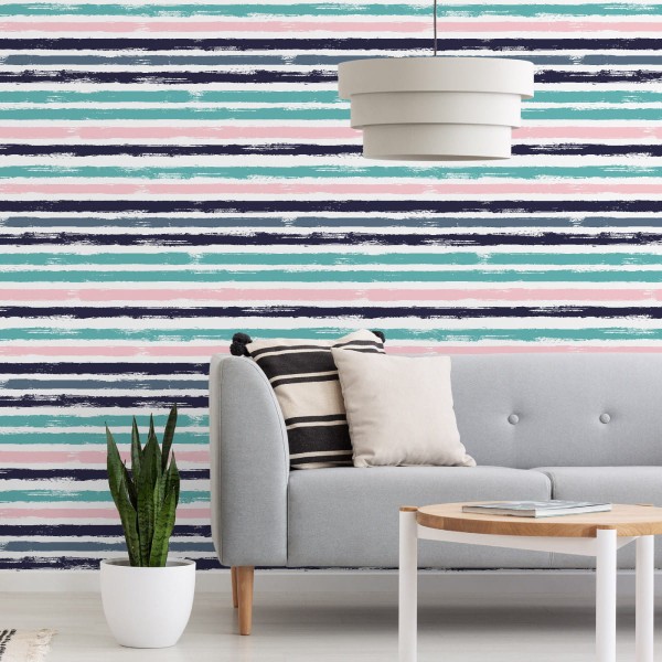 Tapeta W Poziome, Kolorowe Paski Do Salonu, Biura