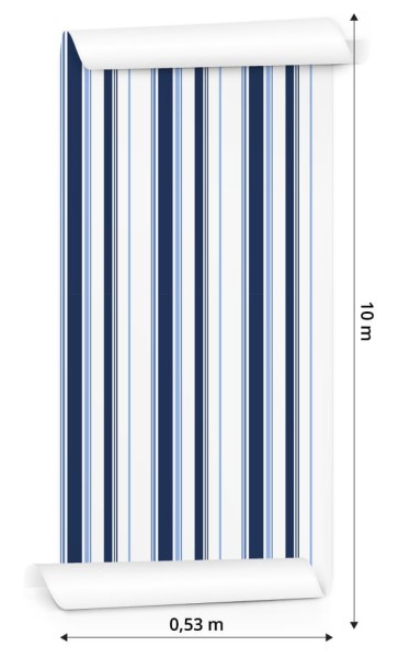 Tapeta Niebiesko - Białe Pionowe Paski