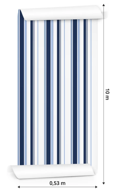 Tapeta Niebiesko - Białe Pionowe Paski
