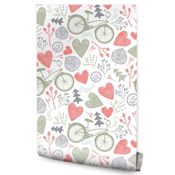 Tapeta Rysowany Las Z Rowerami