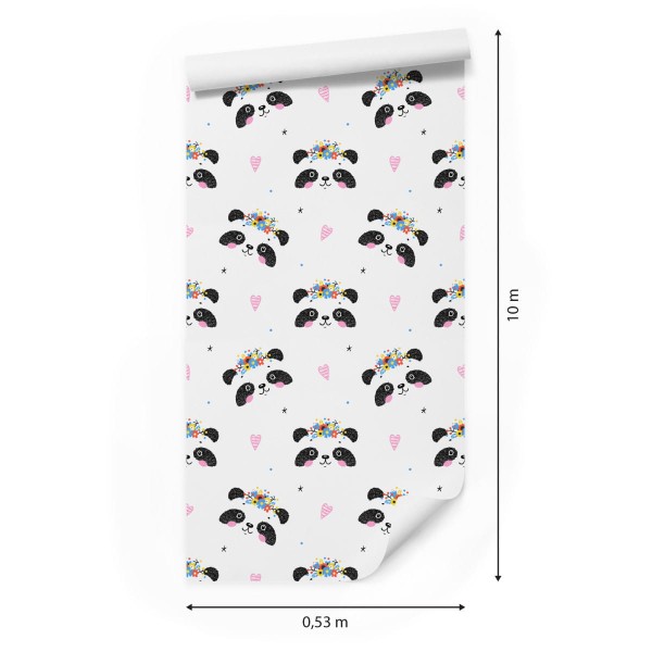 Tapeta Urocze Pandy Z Kwiatami