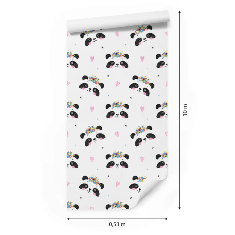 Tapeta Urocze Pandy Z Kwiatami