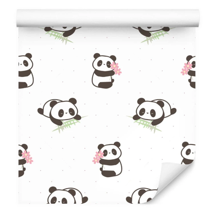 Tapeta Pandy Z Kwiatami