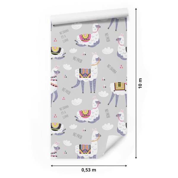 Tapeta Do Pokoju Dziecka, Chmury, Zwierzęta, Lama