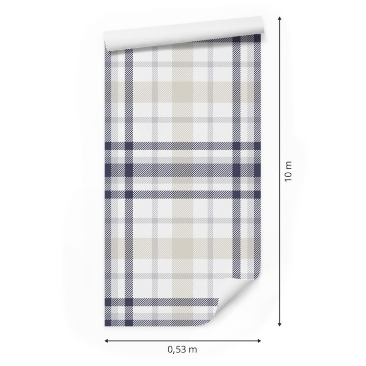 Tapeta Geometryczna W Kratę Do Sypialni Salonu