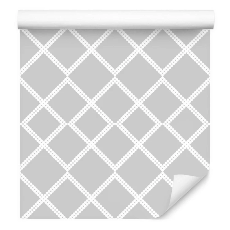 Tapeta Geometryczna, Nowoczesna W Kratę, Sypialnia