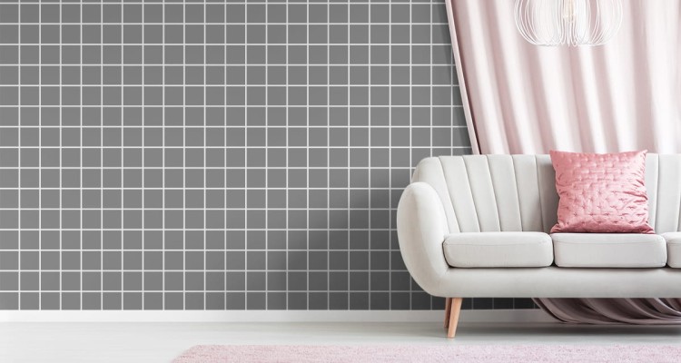 Tapeta Nowoczesna Minimalistyczna Szaro - Biała Krata