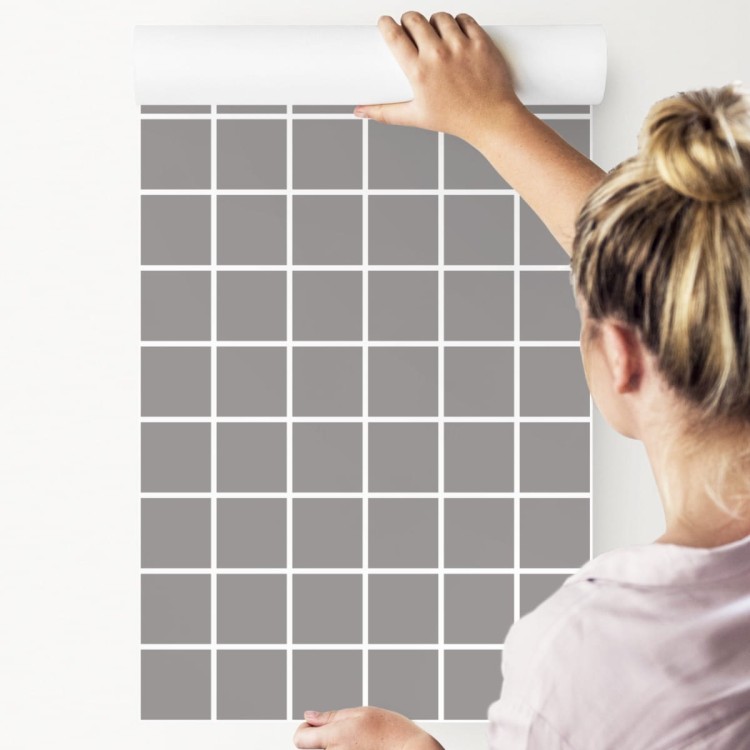 Tapeta Nowoczesna Minimalistyczna Szaro - Biała Krata
