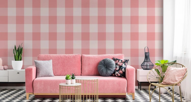 Tapeta Minimalistyczna Krata W Pastelowych Barwach