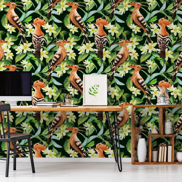 Tapeta – Dudki Wśród Kwiatów