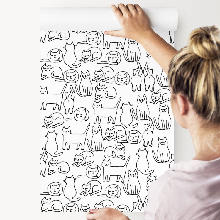 Tapeta Koty W Czerni I Bieli