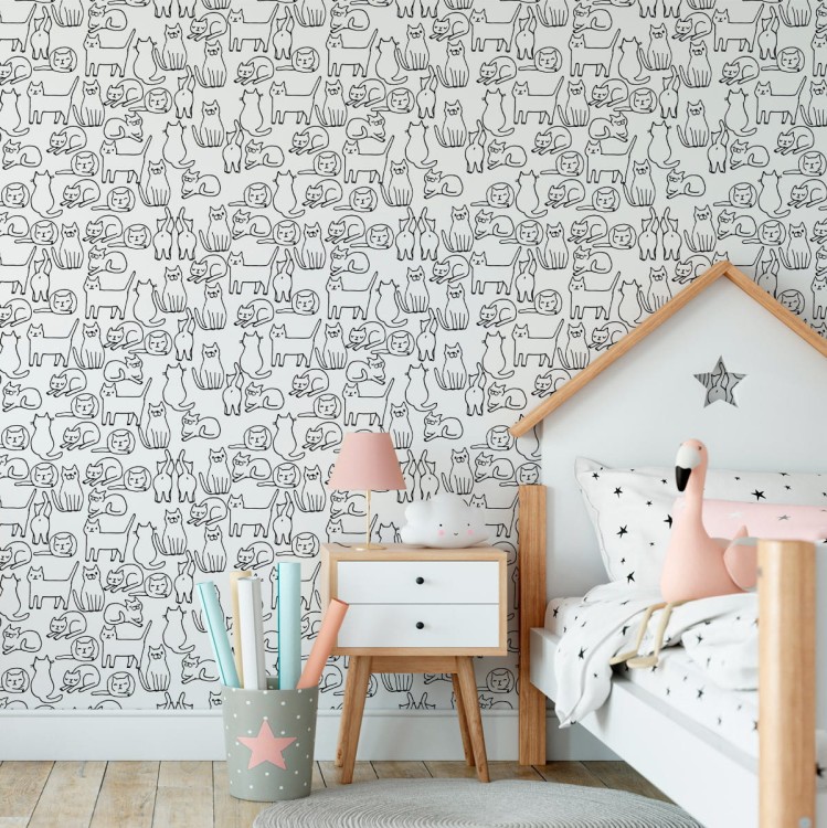 Tapeta Koty W Czerni I Bieli