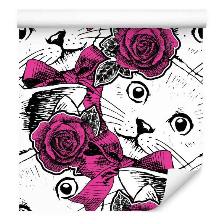 Tapeta – Koty I Róże