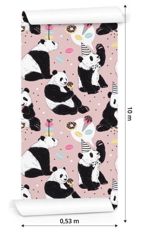Tapeta Dla Dzieci - Panda I Słodycze