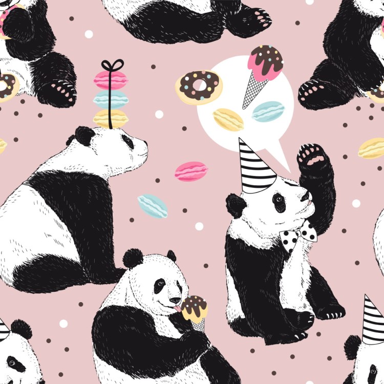 Tapeta Dla Dzieci - Panda I Słodycze