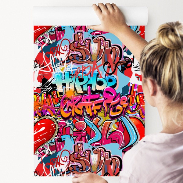 Tapeta Graffiti Z Odcieniami Czerwieni