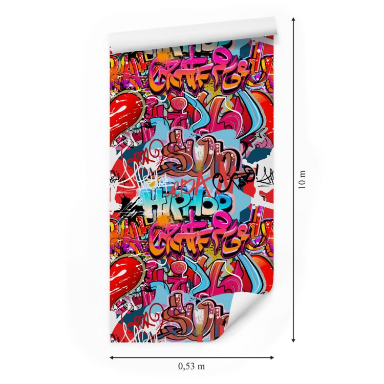 Tapeta Graffiti Z Odcieniami Czerwieni