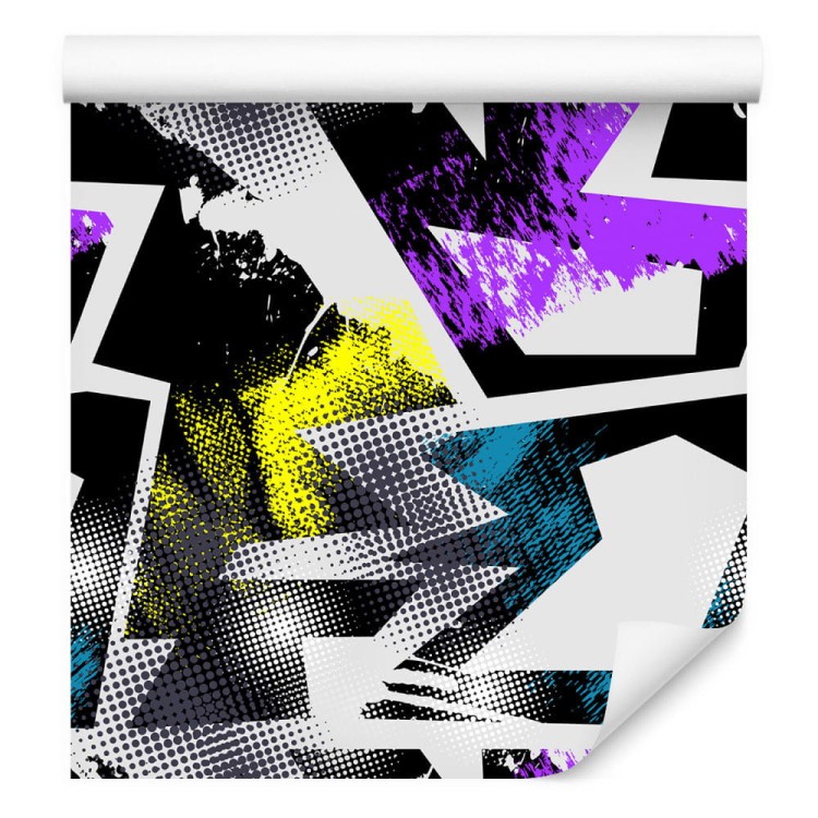 Tapeta Fioletowo Żółte Graffiti