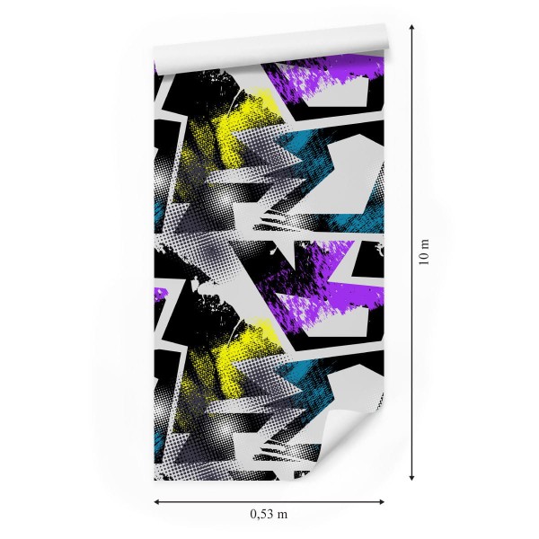 Tapeta Fioletowo Żółte Graffiti