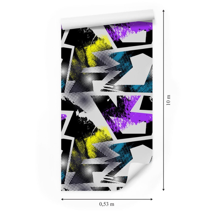 Tapeta Fioletowo Żółte Graffiti