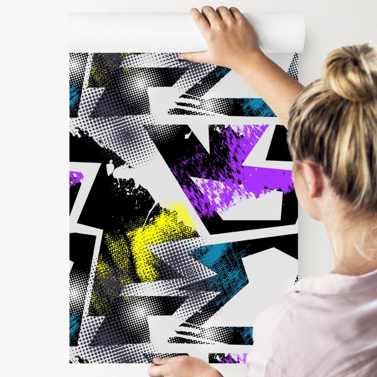 Tapeta Fioletowo Żółte Graffiti