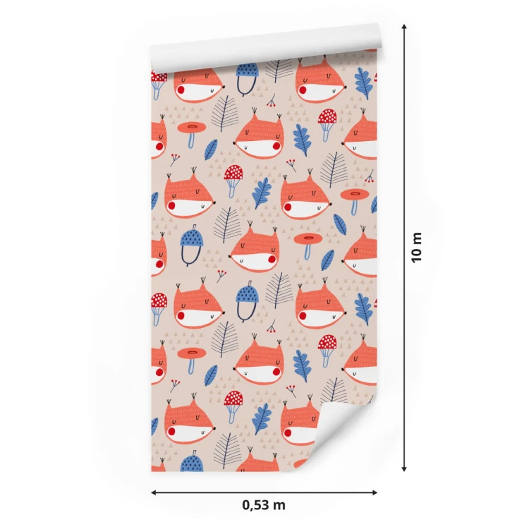 Tapeta Dla Dzieci, Liście, Lisy, Styl Skandynawski