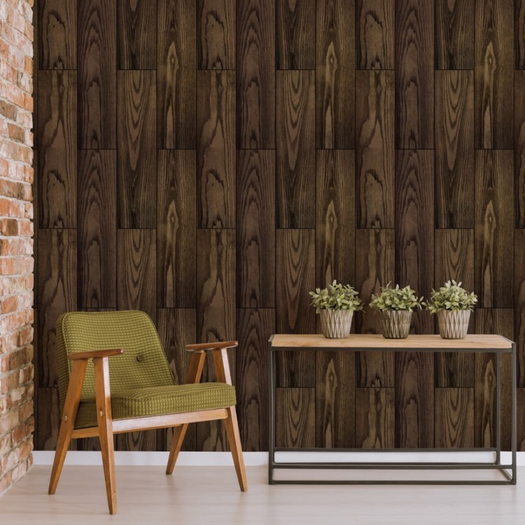 Tapeta Ciemne Pionowe Deski Drewniane