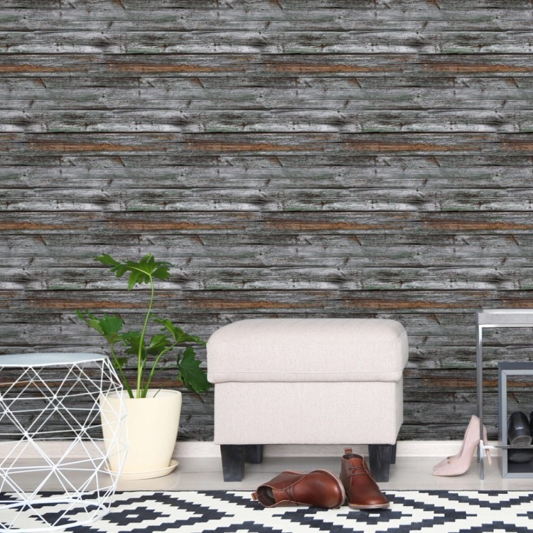 Tapeta Deski Drewniane Odcienie Szarości