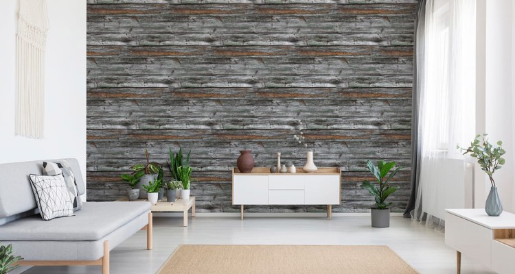 Tapeta Deski Drewniane Odcienie Szarości