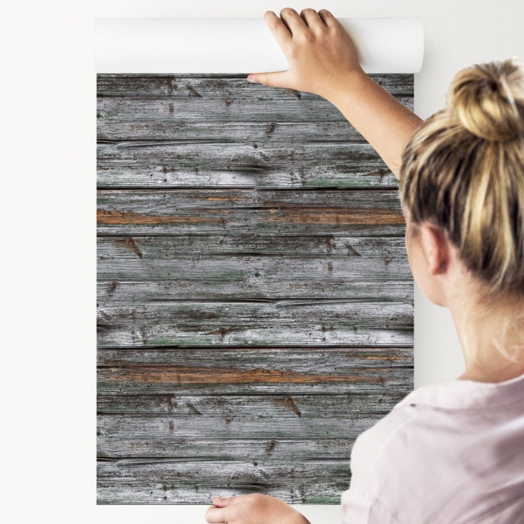 Tapeta Deski Drewniane Odcienie Szarości