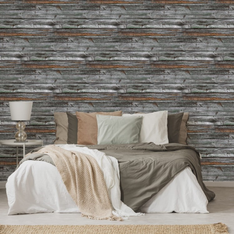 Tapeta Deski Drewniane Odcienie Szarości