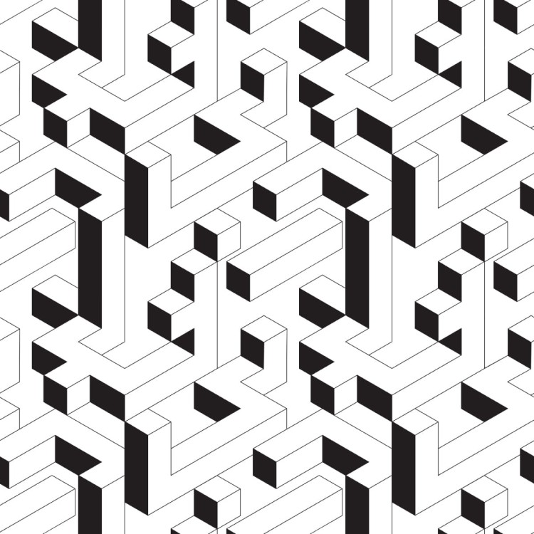 Tapeta Czarno - Biały Wzór Geometryczny