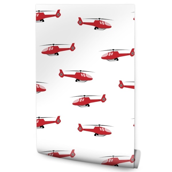 Tapeta Czerwone Bajkowe Helikoptery