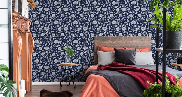Tapeta Wyrazisty Kwiatowy Wzór W Stylu Retro