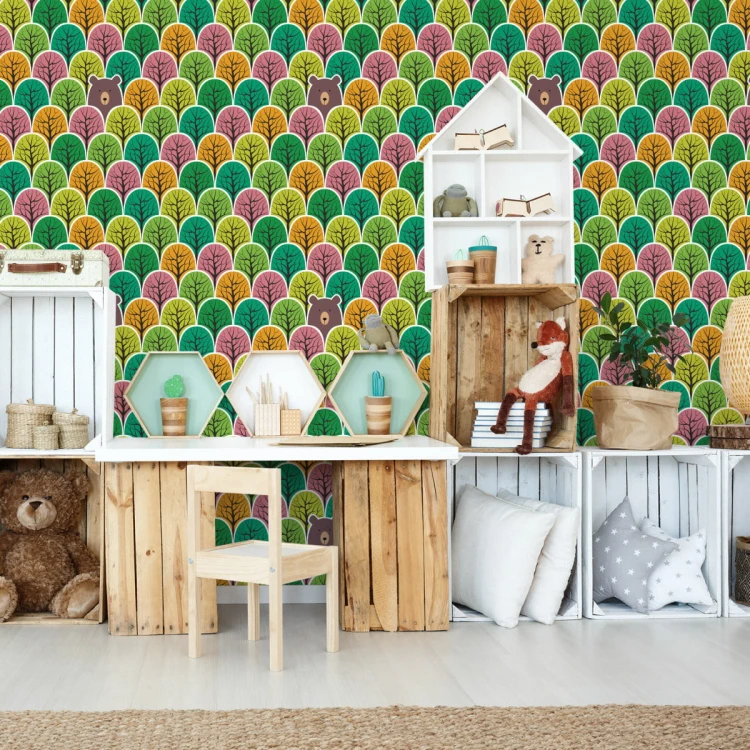 Tapeta Kolorowy Las, Drzewa Do Pokoju Dziecka