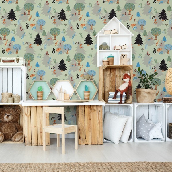 Tapeta Zieleń, Rośliny, Drzewa Pokój Dziecięcy