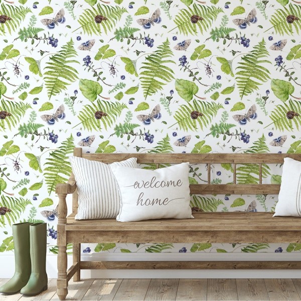 Tapeta Paproć Z Motylami