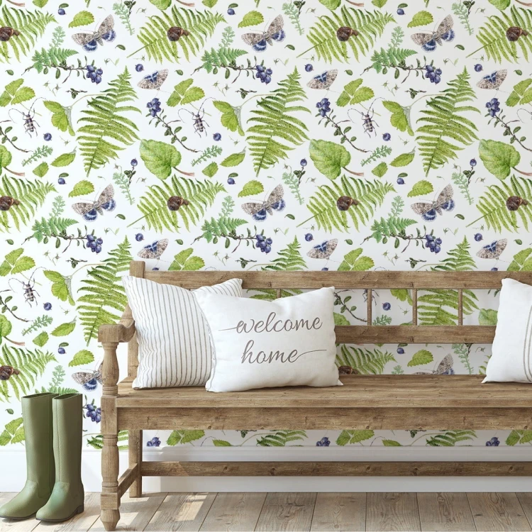 Tapeta Paproć Z Motylami