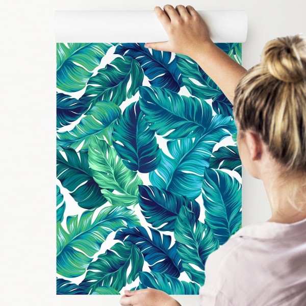 Tapeta Zielono-Niebieskie Liście