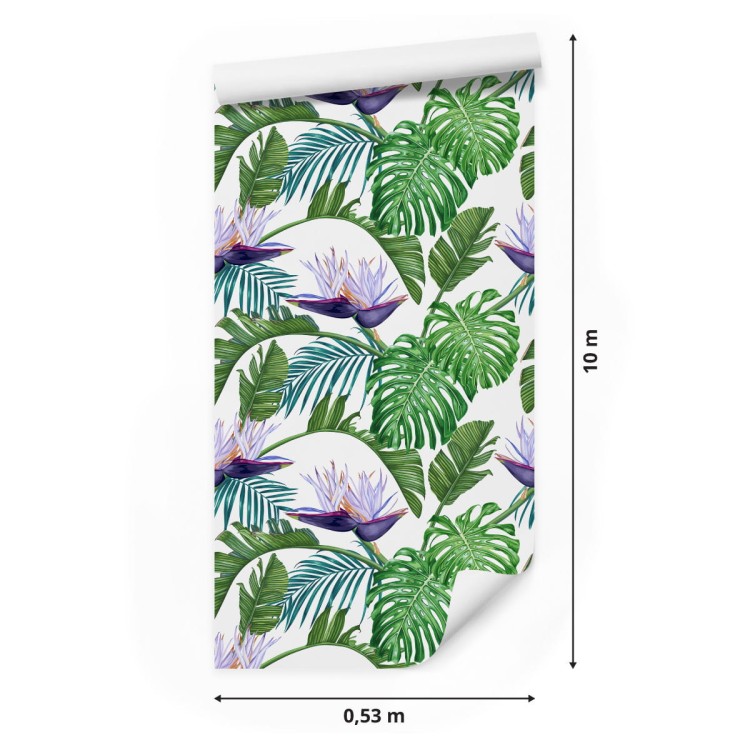 Tapeta Fioletowe Kwiaty Z Liśćmi