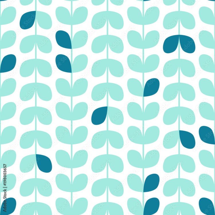 Tapeta Turkusowe Liście W Stylu Skandynawskim
