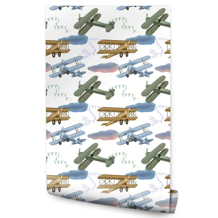 Tapeta Samoloty Retro Z Chmurami