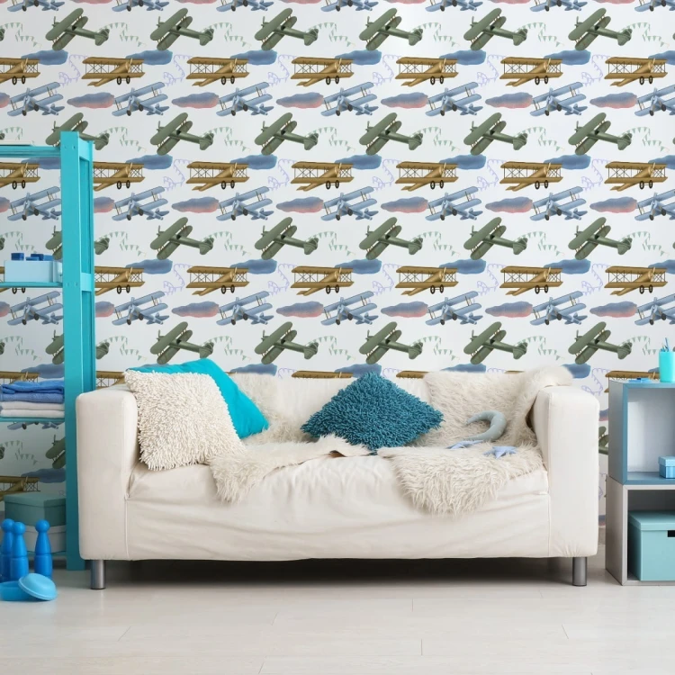 Tapeta Samoloty Retro Z Chmurami