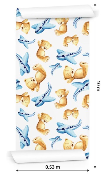 Tapeta Dla Dzieci - Misie,Samoloty