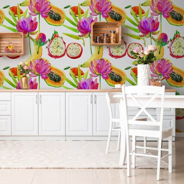 Tapeta Z Owocami Kwiaty Do Kuchni Jadalni